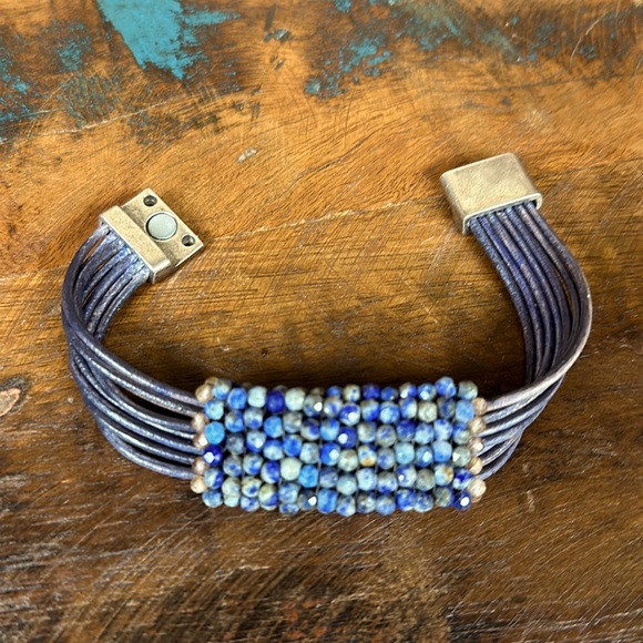 Lapis & leather “Azjara Bracelet”. New with tags from Sundance.